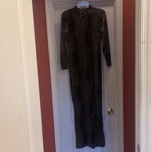 Elegant Animal Print Long Sleeve Dress, size 66 (size small)